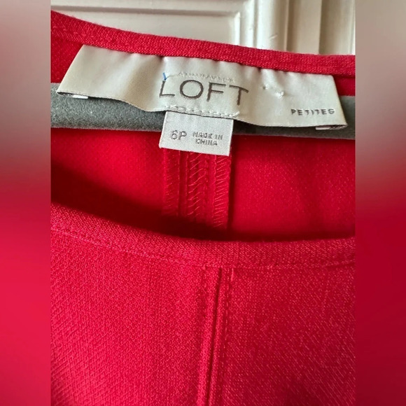 Loft Womens Red Round Neck Sleeveless Lined Fit & Flare Dress 6 Petite - Picture 3 of 7